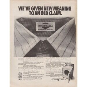 General Electric Permanent Press GE Dryer Wrinkle Care Vintage Print Ad 1970